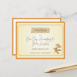 'Eén dag' Grappige Cadeaubon Briefkaart