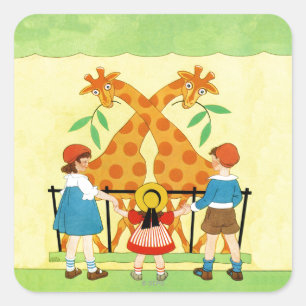 Een dag in de dierentuin vierkante sticker