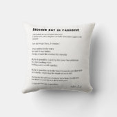 Een dag in het paradijs gedicht zwart wit kussen (Achterkant)