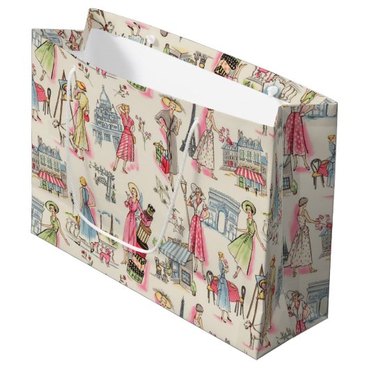 Een dag in Parijs Large Cadeautasje (Voorkant Gekanteld)