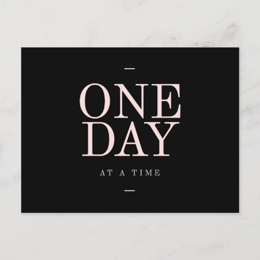 Eén dag - Inspirerende offertes voor zwarte roze d Briefkaart (Voorkant)