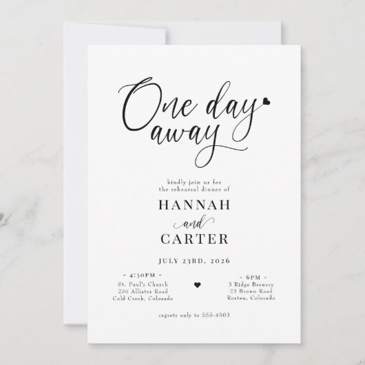 Een dag later tijdens het huwelijk kaart (Voorkant)