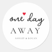 Een dag later tijdens het huwelijk ronde sticker (Voorkant)