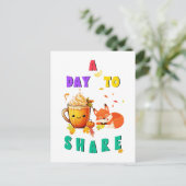 Een Dag Om Ginkgo Eik Plantkunde Vos Dankdag te De Briefkaart (Staand voorkant)