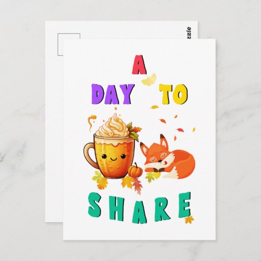 Een Dag Om Ginkgo Eik Plantkunde Vos Dankdag te De Briefkaart (Voorkant / Achterkant)