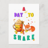 Een Dag Om Ginkgo Eik Plantkunde Vos Dankdag te De Briefkaart (Voorkant)