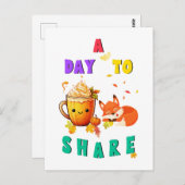 Een dag om Ginkgo Oak Botany Fox Thanksgiving te d Briefkaart (Voorkant / Achterkant)