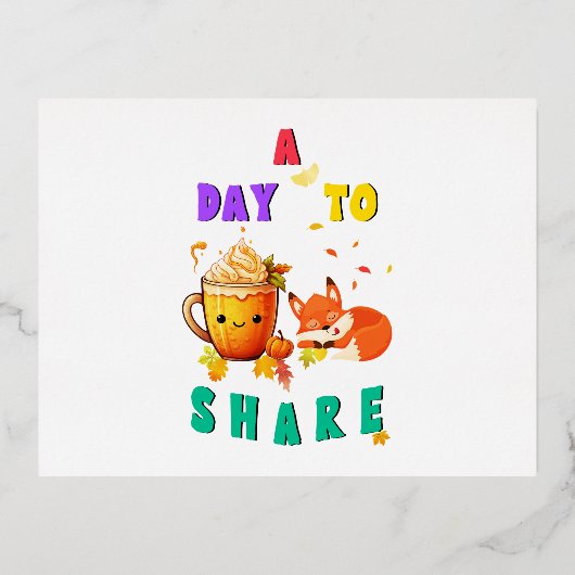 Een dag om Ginkgo Oak Botany Fox Thanksgiving te d Folie Feestdagen Briefkaart (Voorkant)