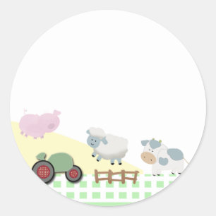 Een dag op de boerderij enveloppeelzegels ronde sticker