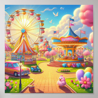 Een dag op de Candyland Fair muurkunst Poster