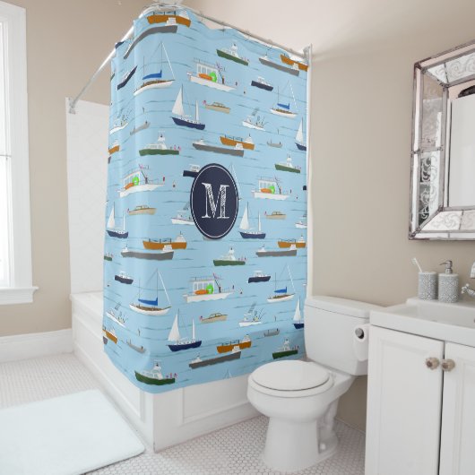 Een dag Op de rivier kustmeer varen ELKE kleur Douchegordijn (In situ)