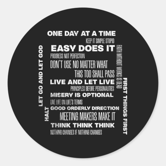 Een dag op een moment inspirerende herstel soberhe ronde sticker (Voorkant)