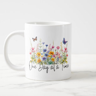 Een dag op een tijd Inspirerend Quote Wildflowers Grote Koffiekop