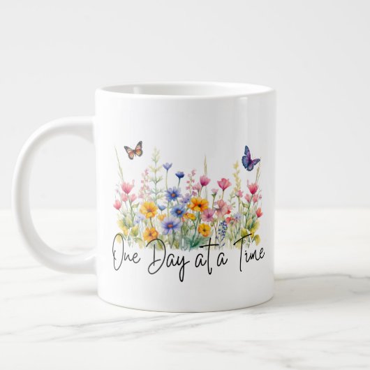 Een dag op een tijd Inspirerend Quote Wildflowers Grote Koffiekop (Links)