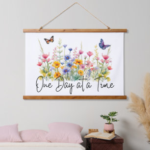 Een dag op een tijd Inspirerend Quote Wildflowers Hangend Wandkleed