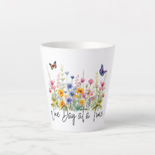 Een dag op een tijd Inspirerend Quote Wildflowers Latte Mok