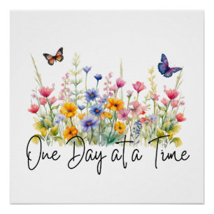 Een dag op een tijd Inspirerend Quote Wildflowers Perfect Poster