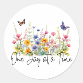 Een dag op een tijd Inspirerend Quote Wildflowers Ronde Sticker