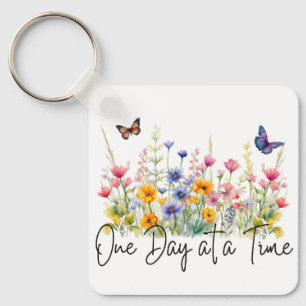 Een dag op een tijd Inspirerend Quote Wildflowers Sleutelhanger