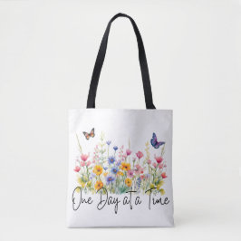 Een dag op een tijd Inspirerend Quote Wildflowers Tote Bag