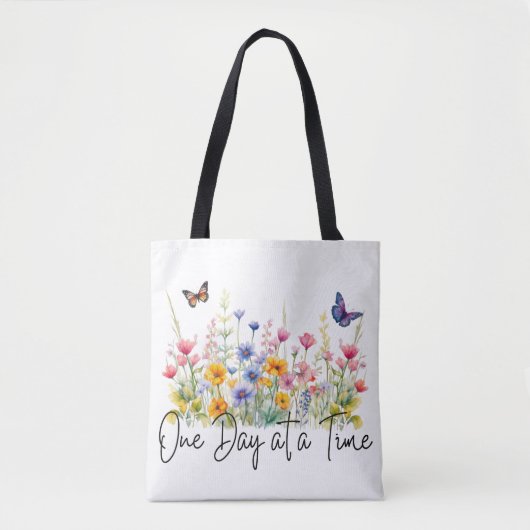 Een dag op een tijd Inspirerend Quote Wildflowers Tote Bag (Voorkant)