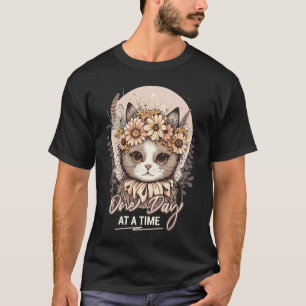 Één Dag Op Een Tijd Strakke Kat Dier Positieve Gee T-shirt