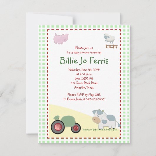 Een dag op het Boerderij Barnyard Baby shower 4,25 Kaart (Voorkant)