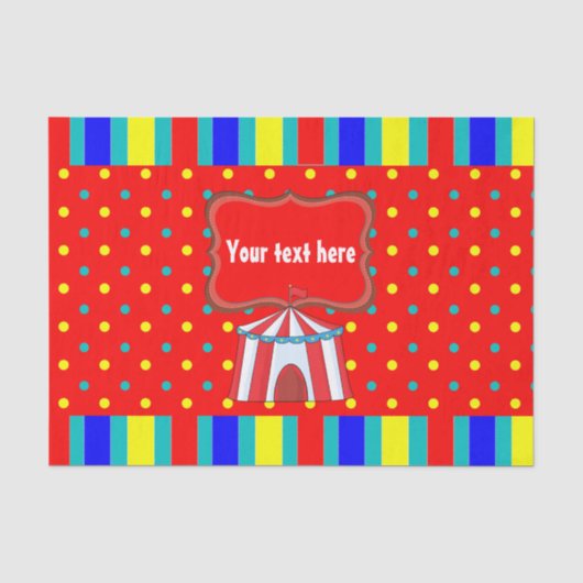 Een dag op het circus kinderfeestje gepersonalisee tissuepapier (Voorkant)