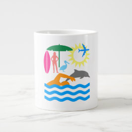 Een dag op het strand grote koffiekop