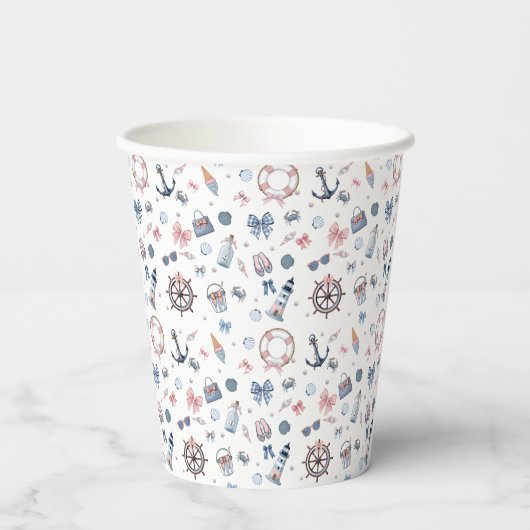 Een dag op het strand! papieren bekers (Achterkant)