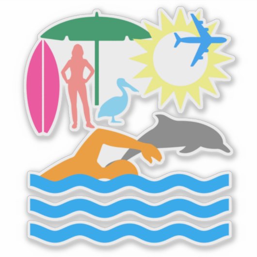 Een dag op het strand sticker (Voorkant)