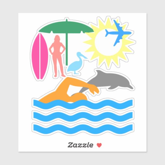 Een dag op het strand sticker (Vel)