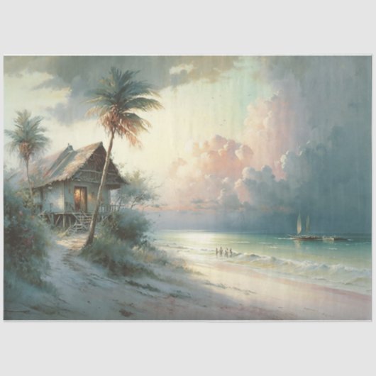 Een dag op het strand tissuepapier (Voorkant)