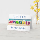 EEN DAG "OP HET STRAND" ** ZUSTER ** OP JE VERJAAR KAART (Gele Bloem)