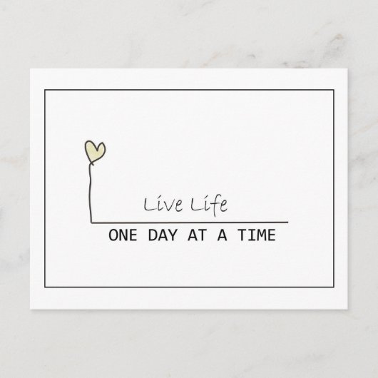 één dag op tijd briefkaart (Voorkant)