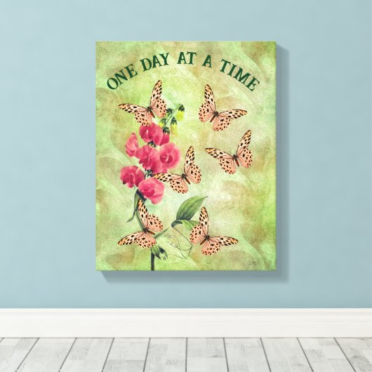 Eén dag per dag en één keer bloem Inspirerend Canvas Afdruk (Insitu (Houten vloer))