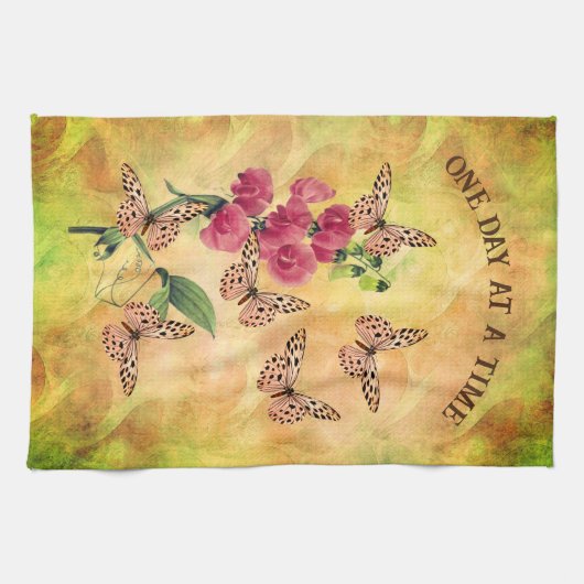 Eén dag per dag en één keer bloem Inspirerend Theedoek (Horizontaal)