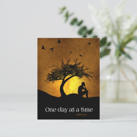 Eén dag per keer (12-staps herstelmannetjes) briefkaart (Staand voorkant)