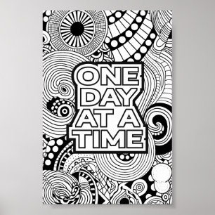 Eén Dag per Keer Abstract Patroon Volwassenen Kleu Poster