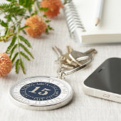 Eén dag per keer blauw Jubileum van de Tijd Sleutelhanger (Zijkant)