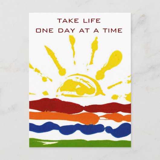 Eén dag per keer briefkaart (Voorkant)