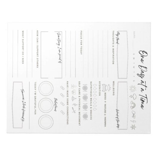 Een dag per keer dagelijkse stemming tracker notitieblok (Voorkant)