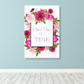 Eén dag per keer, Floral Lijst Quote Canvas Afdruk (Insitu (Houten vloer))