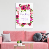 Eén dag per keer, Floral Lijst Quote Canvas Afdruk (Insitu (Woonkamer))