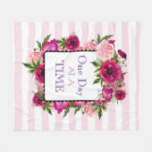 Eén dag per keer, Floral Lijst Quote Fleece Deken (Voorkant (Horizontaal))