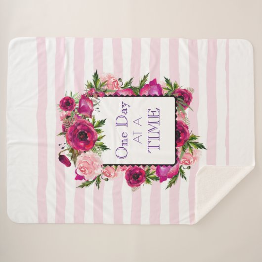 Eén dag per keer, Floral Lijst Quote Sherpa Deken (Voorkant (horizontaal))