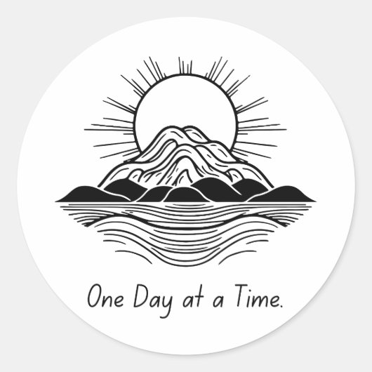 Eén dag per keer – Motivatie Sticker (Voorkant)