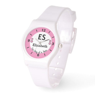 Een dag per keer naam monogram roze horloge