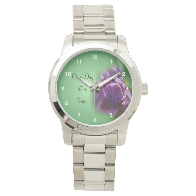Eén dag per keer Tulp Inspirerend Horloge (Voorkant)