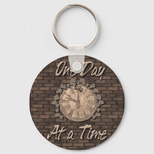 Eén dag per keer voor het citaat Slogan Old Clock Sleutelhanger (Voorkant)